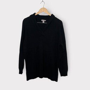 Charter Club Luxury Cashmere Sweater Womens 2X Plus Black Long Sleeve Pullover